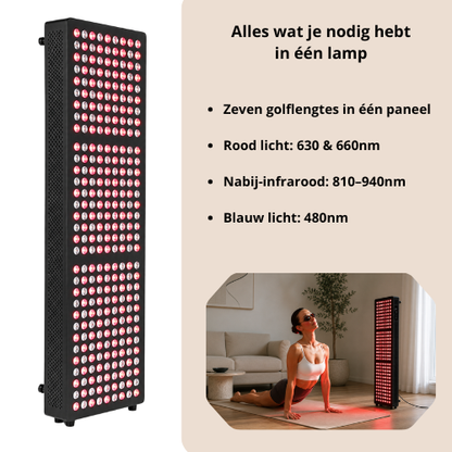 Luxyor Lumi 700 Zwart  Full Body Roodlichttherapie Paneel met 7 Golflengtes en Touchscreen