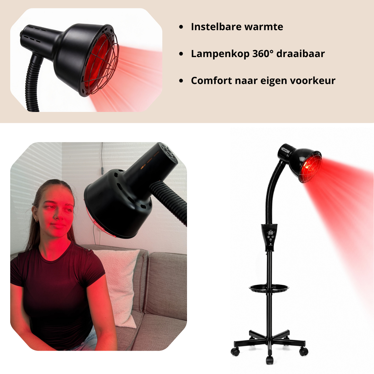 Redlight 160 instelbare warmte en lampenkop 360 graden draaibaar
